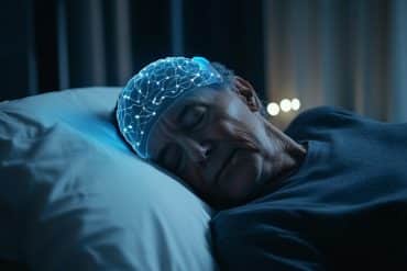 This shows an older person sleeping.