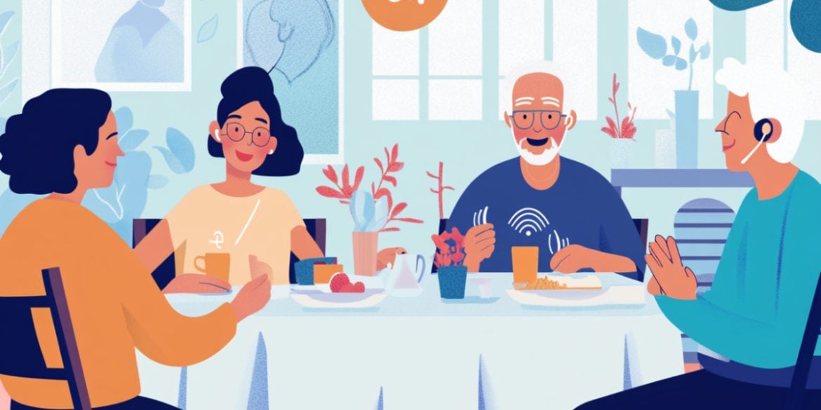 This shows older people talking.