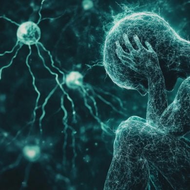 This shows the outline of a person and neurons.