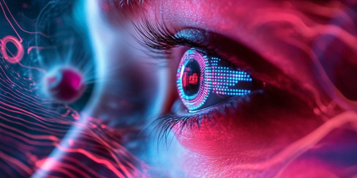 This shows an eye glowing red.