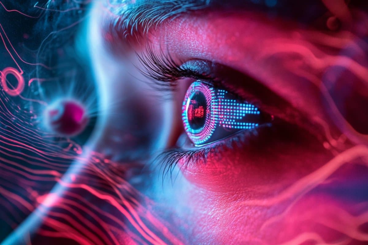 This shows an eye glowing red.