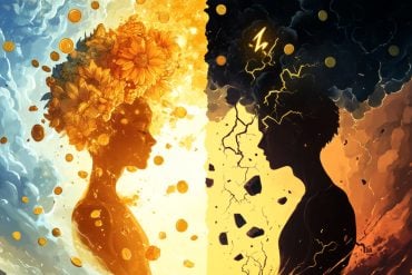 This shows two people, one bathed in light, the other in darkness.