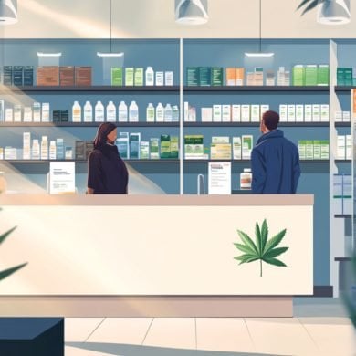 This is a drawing of a cannabis pharmacy.