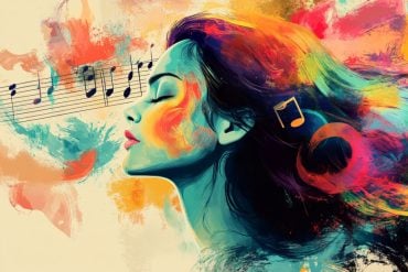 This shows a woman and musical notes.