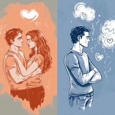 This shows a couple and a man alone.