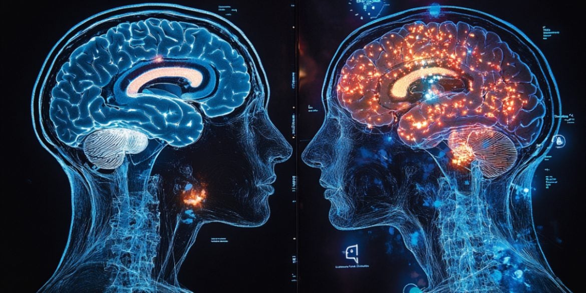 This shows two heads and brains.