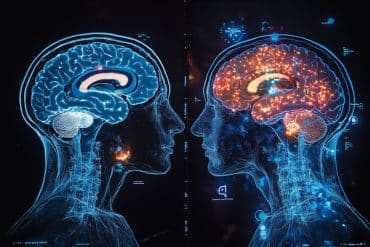 This shows two heads and brains.