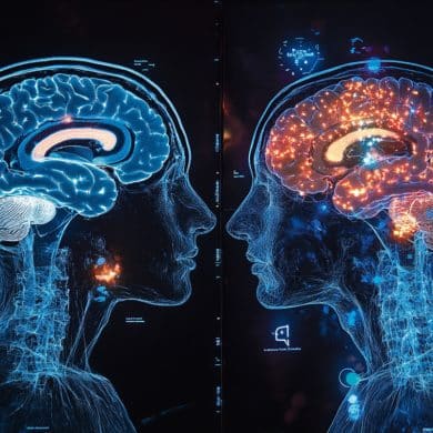 This shows two heads and brains.