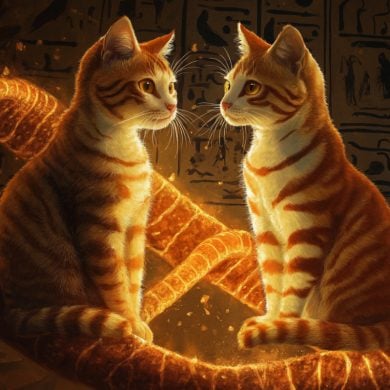 This shows DNA and orange cats.
