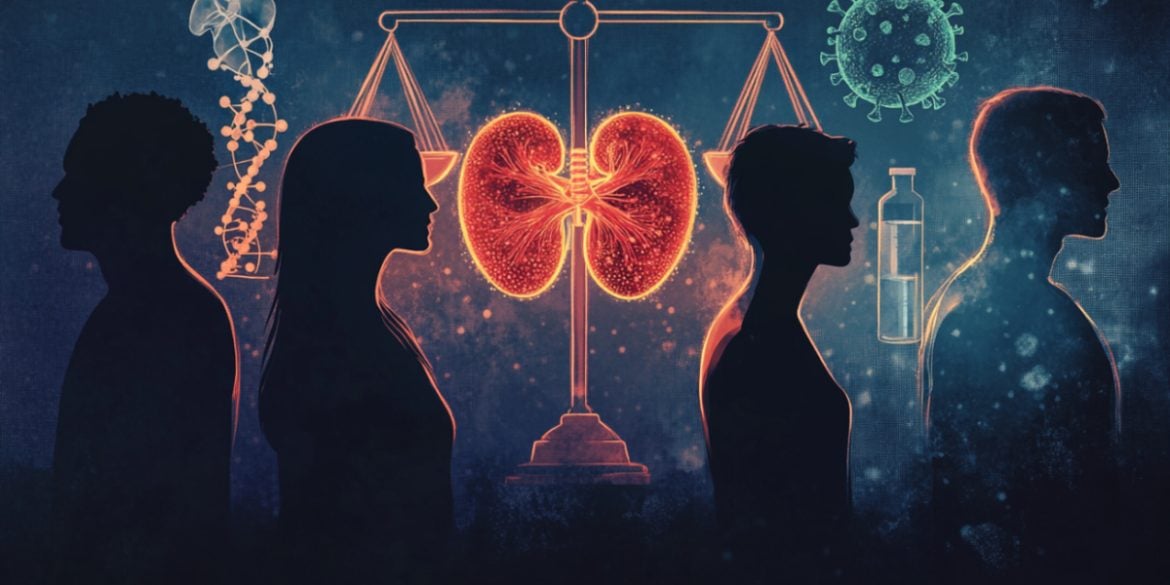 This shows kidneys on a scale of justice.