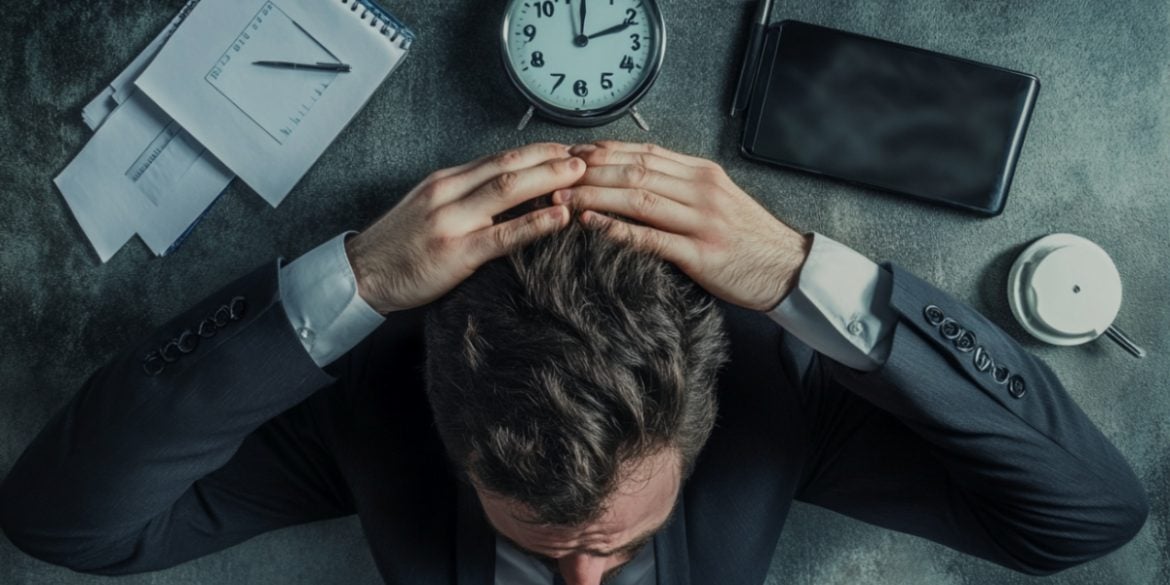 This shows a business man and a clock.