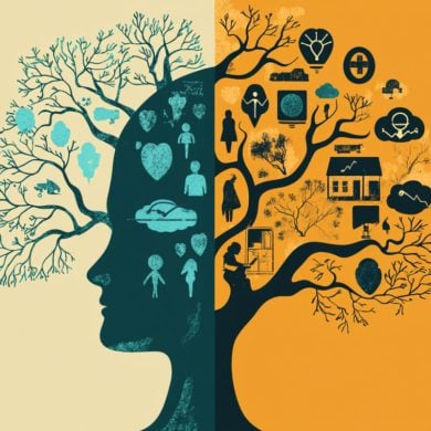 This shows a head, a tree, and brains.