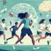 This shows people running and a brain.