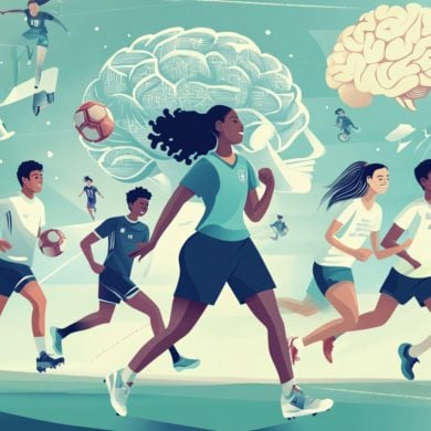 This shows people running and a brain.