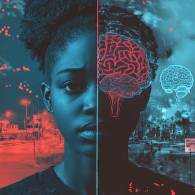 This shows a young girl and a brain.