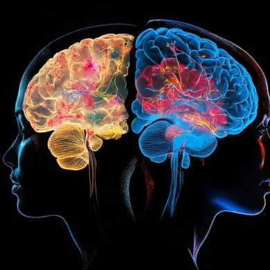This shows two heads and a brain.