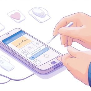 This shows a person using a swap to analyze a saliva test.