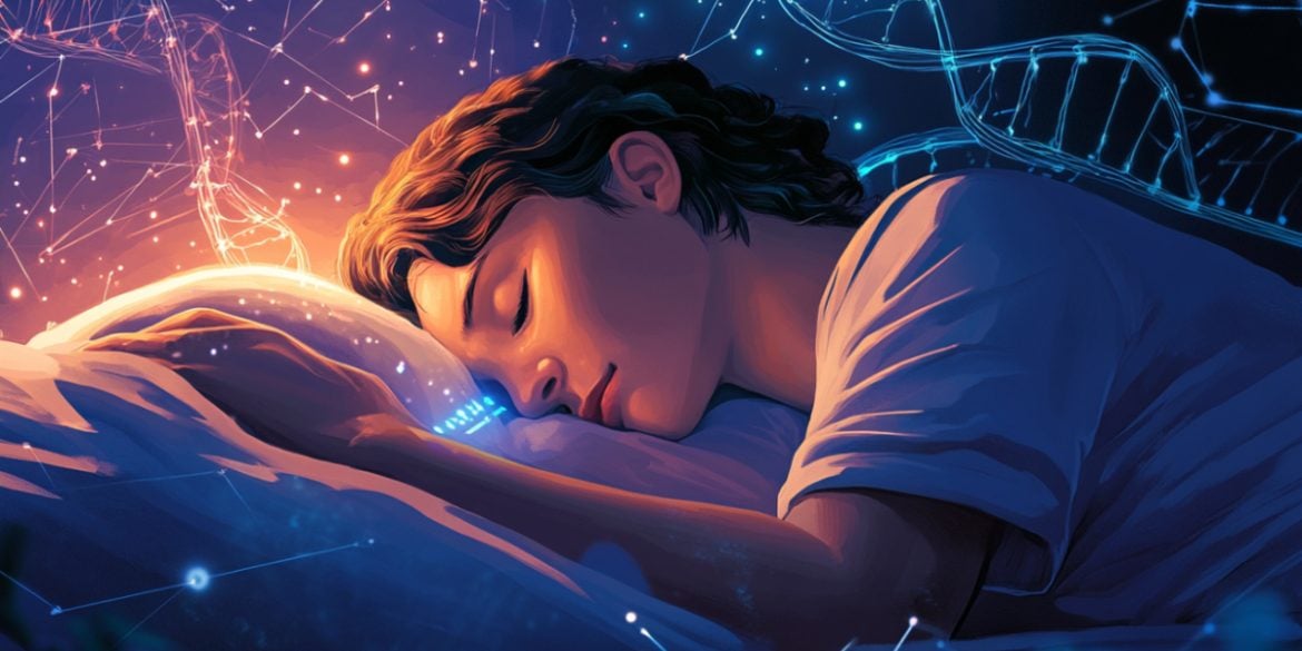 This shows a person sleeping and DNA.