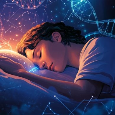 This shows a person sleeping and DNA.