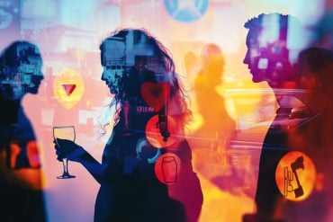 This shows outlines of people and glasses.