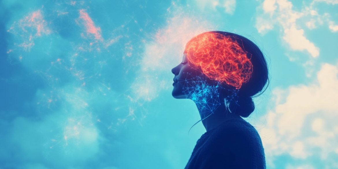 This shows a woman and a brain.