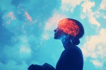 This shows a woman and a brain.