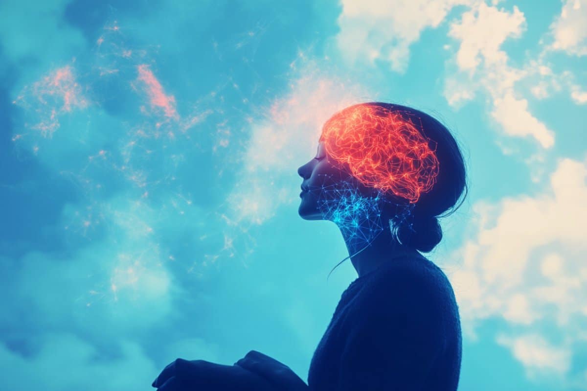 This shows a woman and a brain.