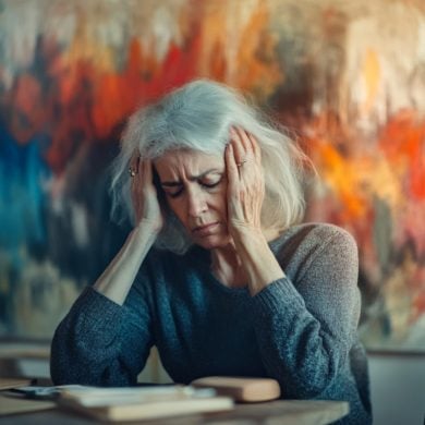 This shows a stressed woman.