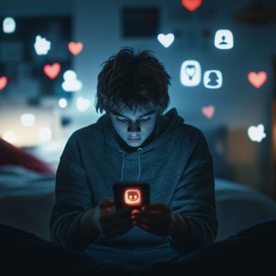 This shows a teen on a phone.