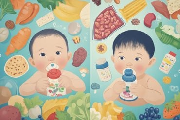 This shows two babies and food.