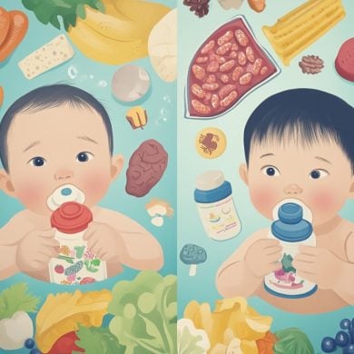 This shows two babies and food.