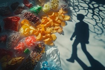 This shows processed foods and the outline of a person.