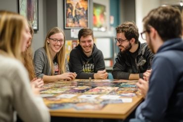This shows people playing a game.