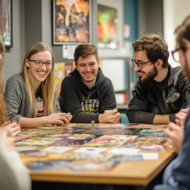 This shows people playing a game.