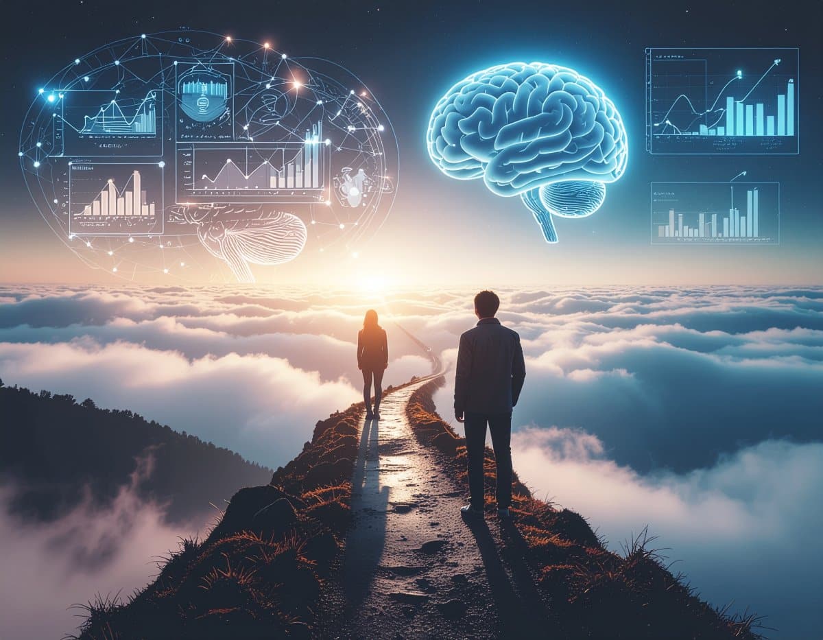 This shows two people and a brain.