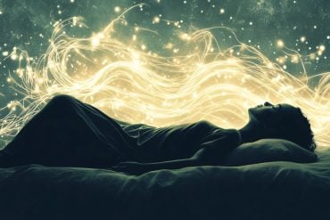 This shows a person laying down, surrounded by swirls.