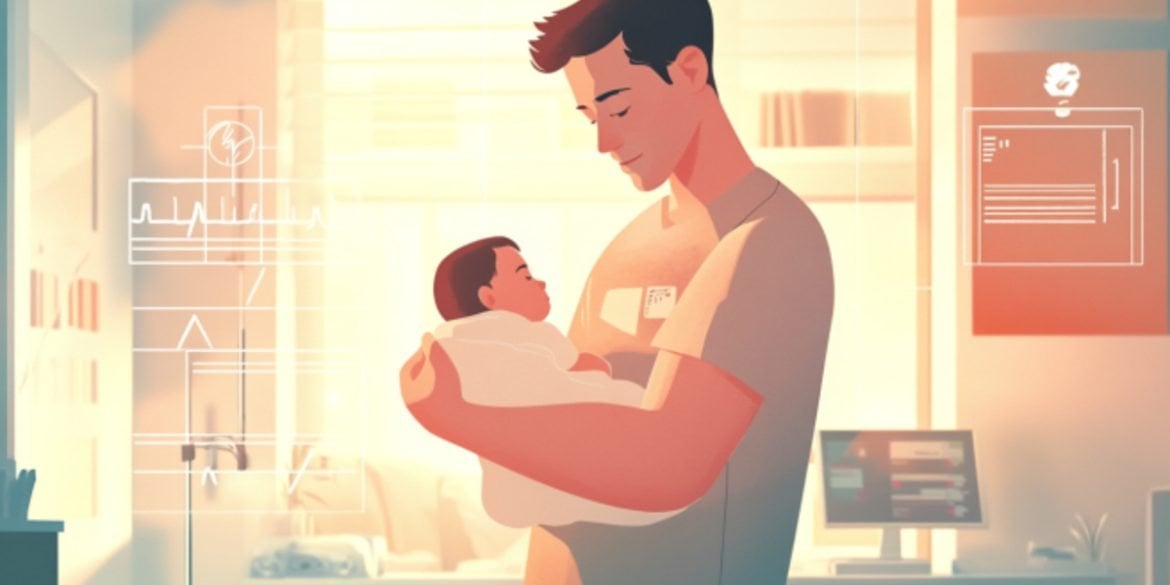 This shows a dad and a baby.