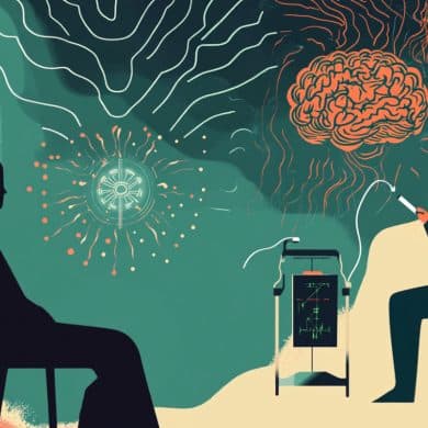 This shows a brain and a doctor.