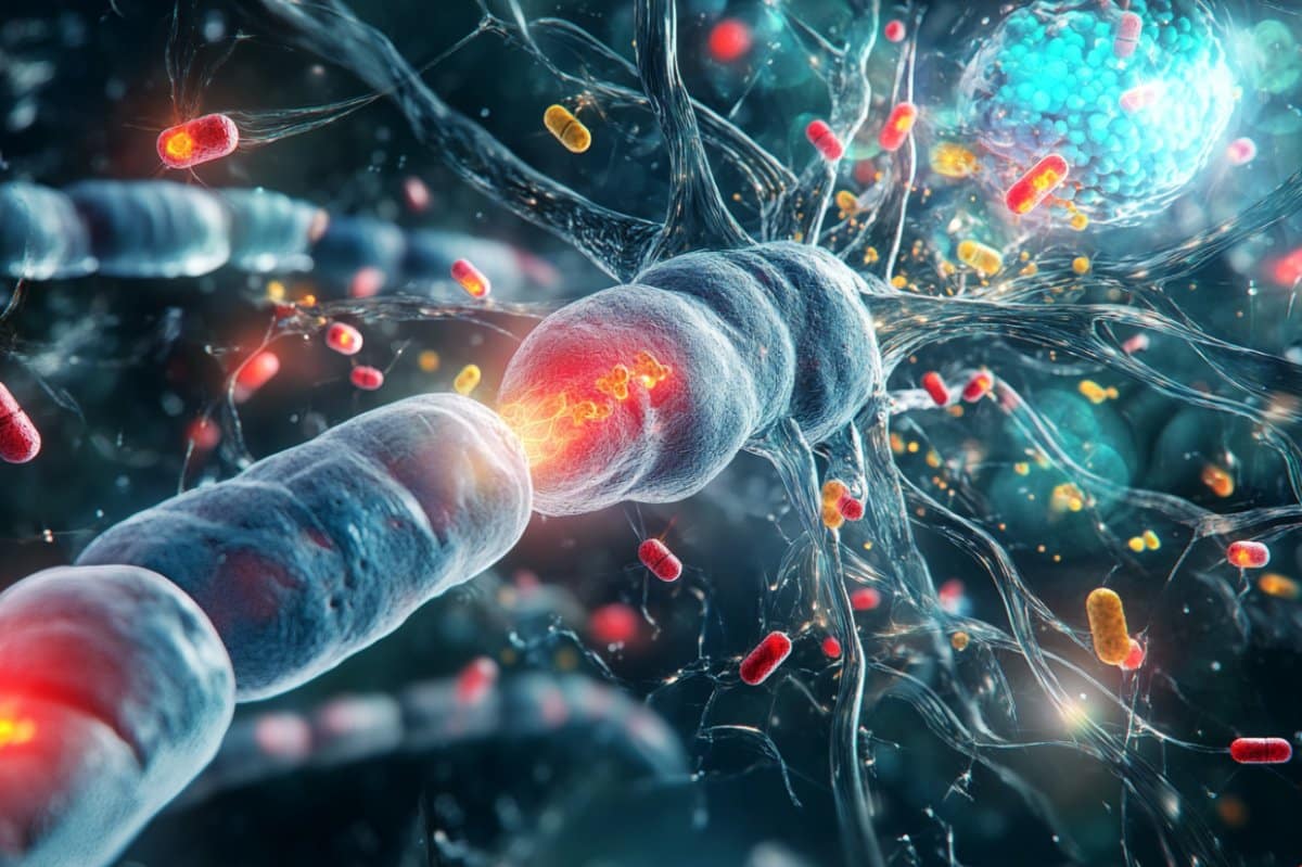 This shows a neuron and pills.