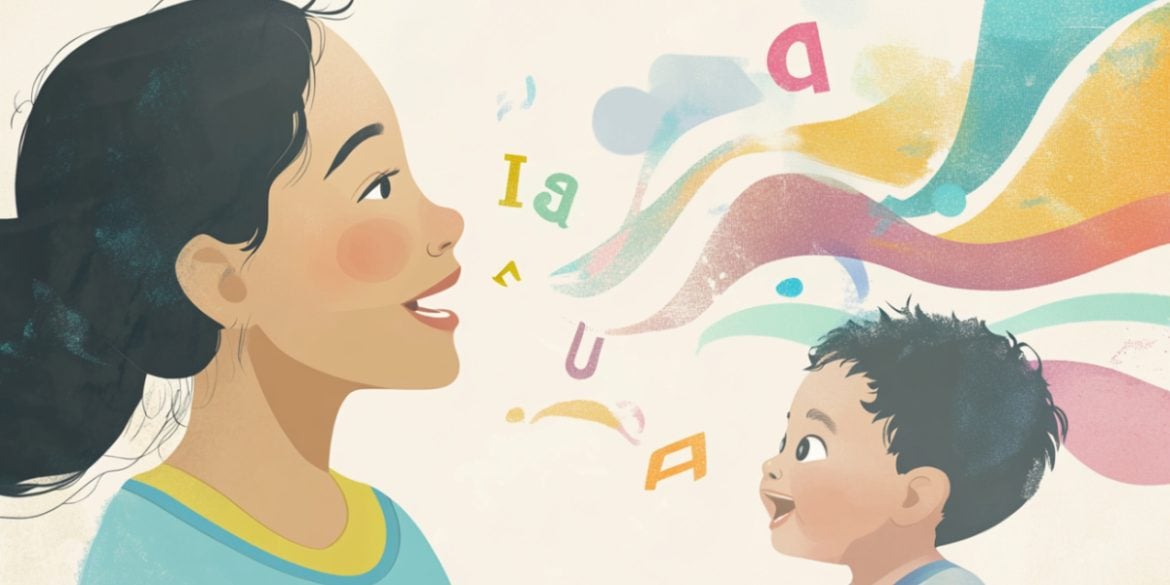 This shows an adult talking to a baby.