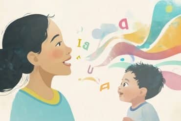 This shows an adult talking to a baby.