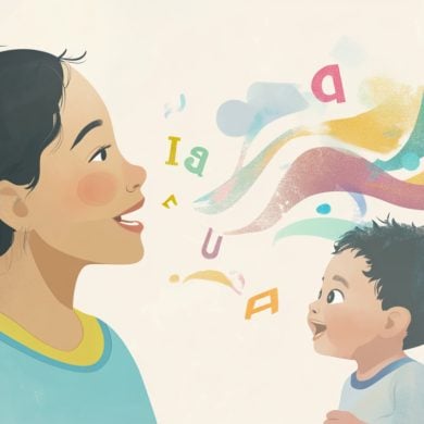 This shows an adult talking to a baby.