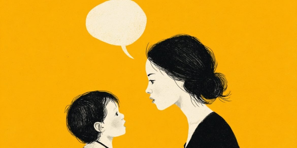 This shows a mom talking to her child.