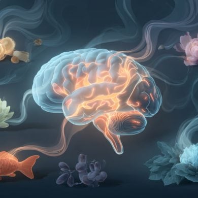 This shows a brain surrounded by stinky objects.