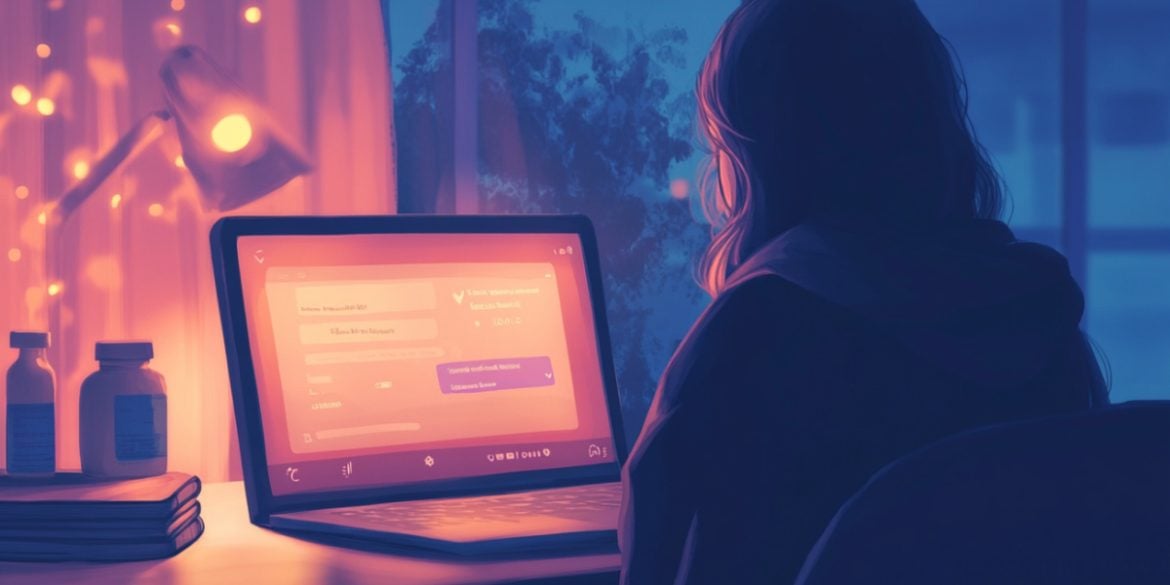 This shows a person using a laptop.