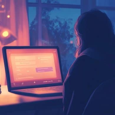 This shows a person using a laptop.