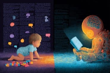 This shows a child, AI, and speech bubbles.