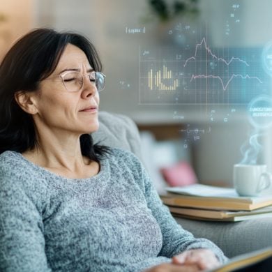 This shows a woman sitting down.