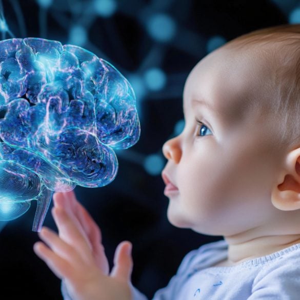 This shows a baby and a brain.