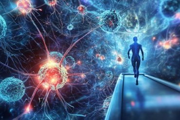 This shows a person on a treadmill and neurons.